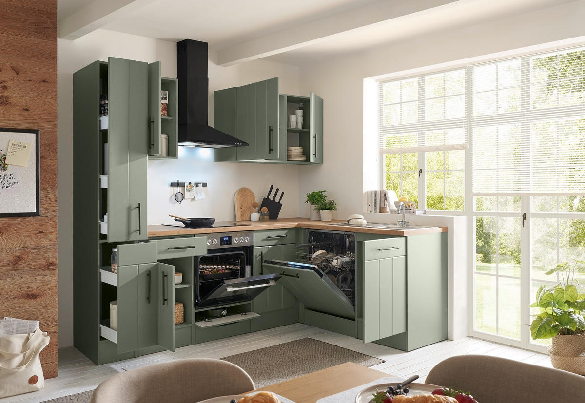 KÜCHENLEERBLOCK  250/172 cm  in Wildeiche, Schilfgrün  - Schilfgrün/Wildeiche, Trend, Holzwerkstoff/Metall (250/172cm) - Respekta