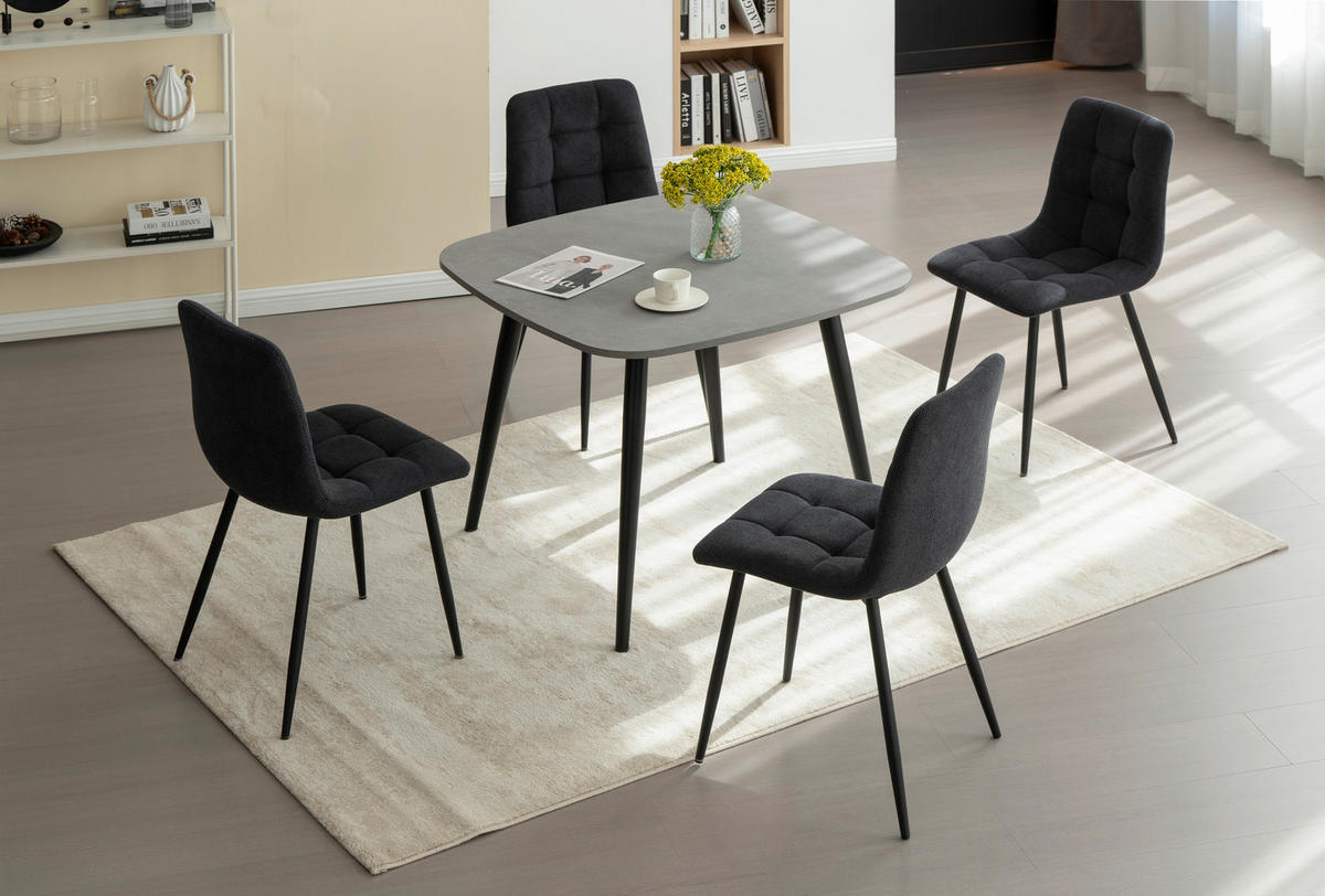 STOL S ŠTIRIMI NOGAMI, les, kovina, tekstil črna  - črna, Konvencionalno, kovina/tekstil (45/88/55cm) - P & B