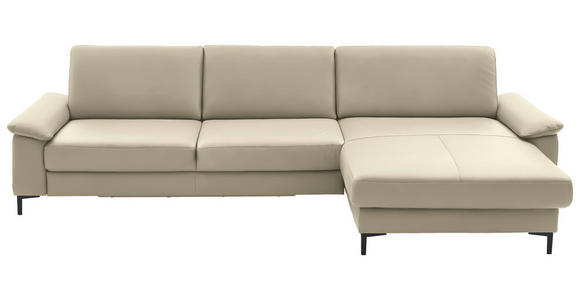 ECKSOFA  in Echtleder Creme, Naturfarben  334/176 cm  - Creme/Schwarz, Design, Leder/Metall (334/176cm) - Dieter Knoll