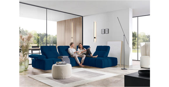 ECKSOFA in Struktur Blau 313/233 cm - Blau/Schwarz, Design, Kunststoff/Textil (313/233cm) - Emilio Belluti