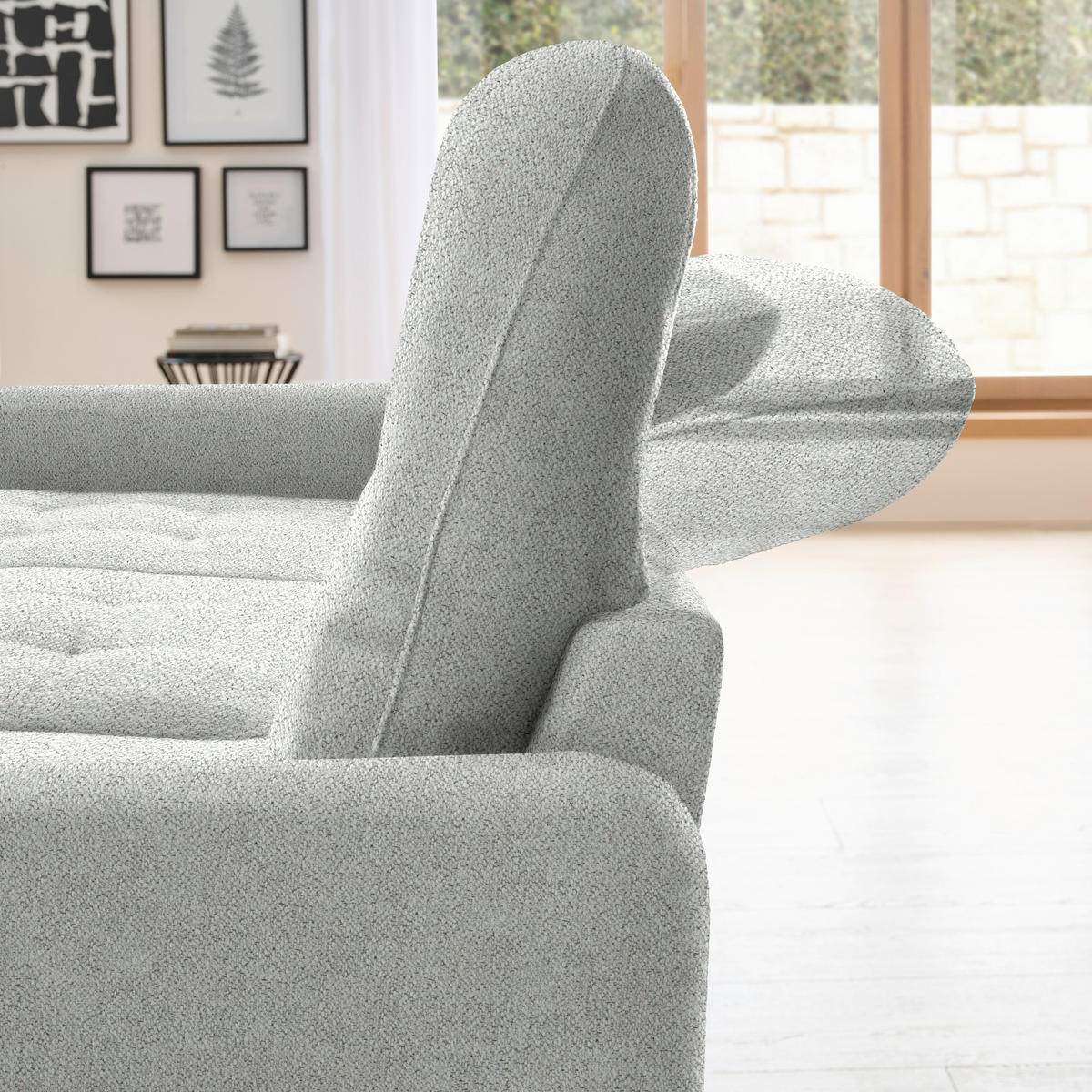 ECKSOFA Hellgrau Flachgewebe  - Hellgrau/Schwarz, KONVENTIONELL, Textil/Metall (190/254cm) - Livetastic