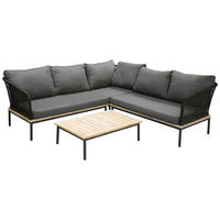 LOUNGEGARNITUR   90/60/27 cm  - Schwarz, KONVENTIONELL, Kunststoff (90/60/27cm) - Gardenson