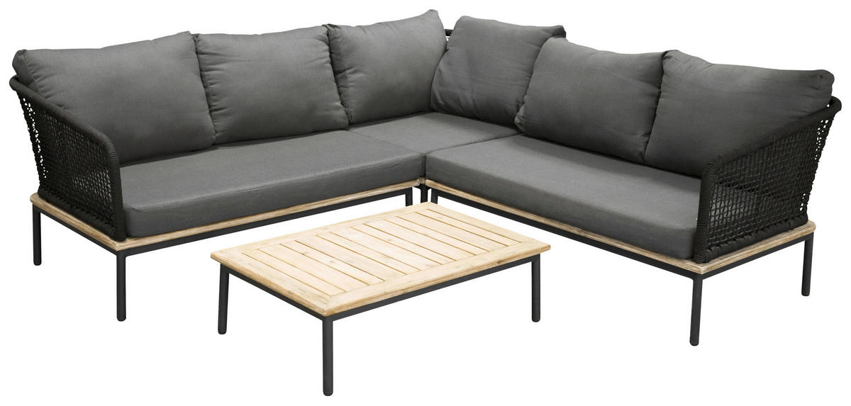 LOUNGEGARNITUR   90/60/27 cm  - Schwarz, KONVENTIONELL, Kunststoff (90/60/27cm) - Gardenson