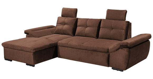 ECKSOFA in Mikrovelours Kupferfarben - Schwarz/Kupferfarben, KONVENTIONELL, Kunststoff/Textil (170/275cm) - Carryhome