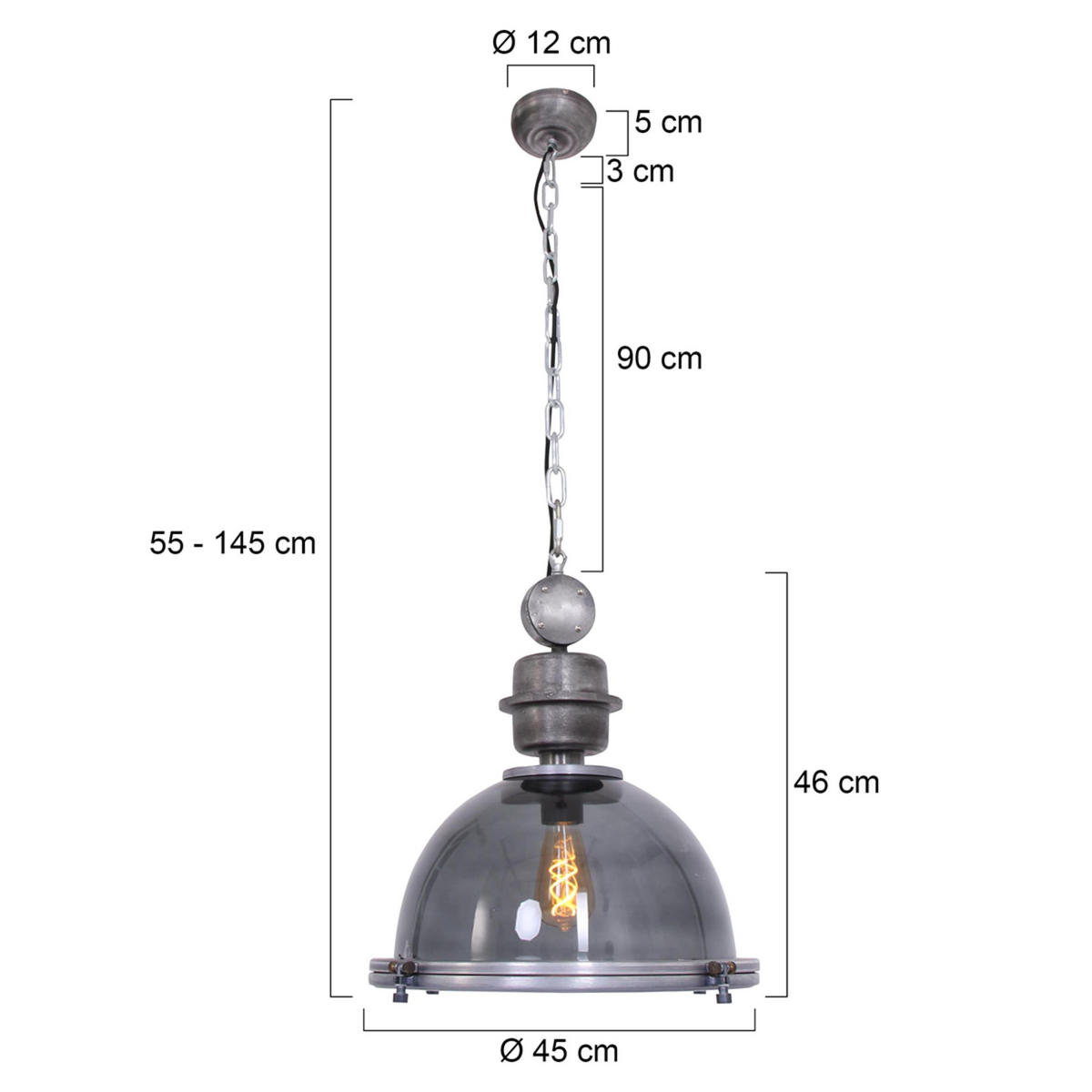 PENDELLEUCHTE  42/145/42 cm   - Trend, Glas/Metall (42/145/42cm)