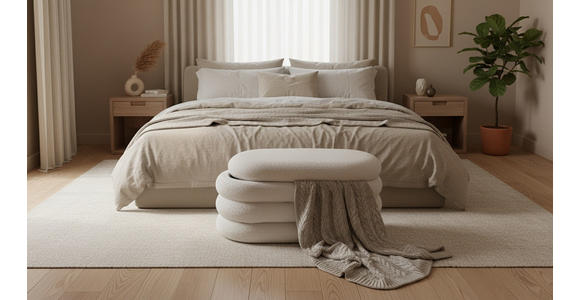 TRUHENBANK 85/42/42 cm Teddystoff Weiß Pappel Sperrholz  - Weiß, Trend, Holz/Textil (85/42/42cm) - Xora