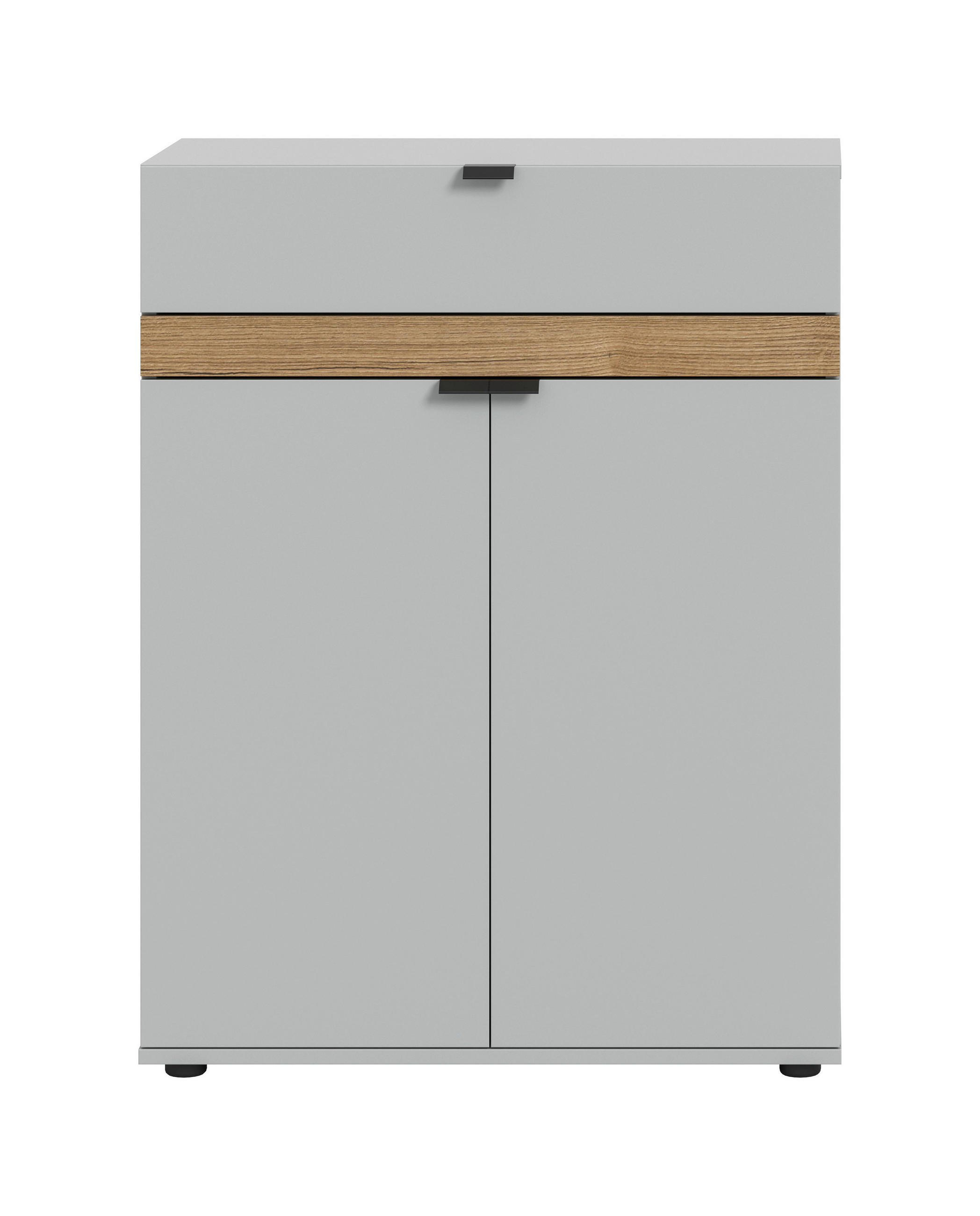 SCHUHSCHRANK Grau, Eiche dunkel  - Eiche dunkel/Schwarz, Design, Holzwerkstoff/Kunststoff (75/98/37cm) - Livetastic