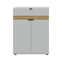 SCHUHSCHRANK Grau, Eiche dunkel  - Eiche dunkel/Schwarz, Design, Holzwerkstoff/Kunststoff (75/98/37cm) - Livetastic