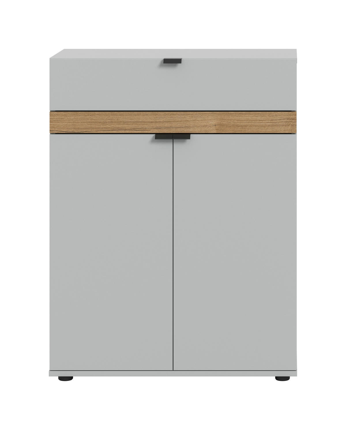 SCHUHSCHRANK Grau, Eiche dunkel  - Eiche dunkel/Schwarz, Design, Holzwerkstoff/Kunststoff (75/98/37cm) - Livetastic