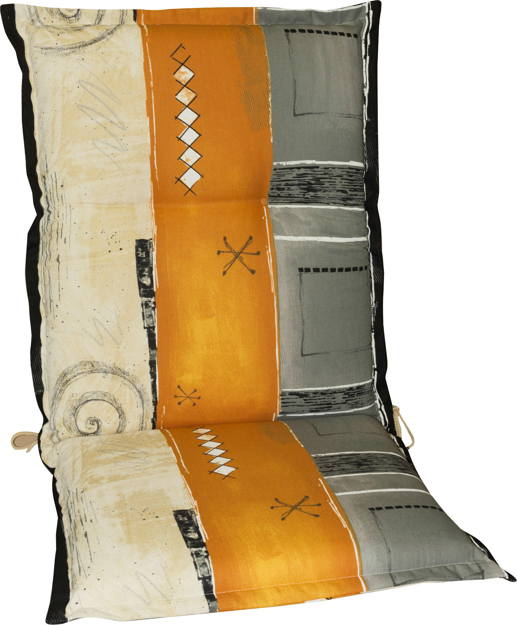 XXXLutz Sesselauflage Grau, Natur, Orange 50x9x110 cm