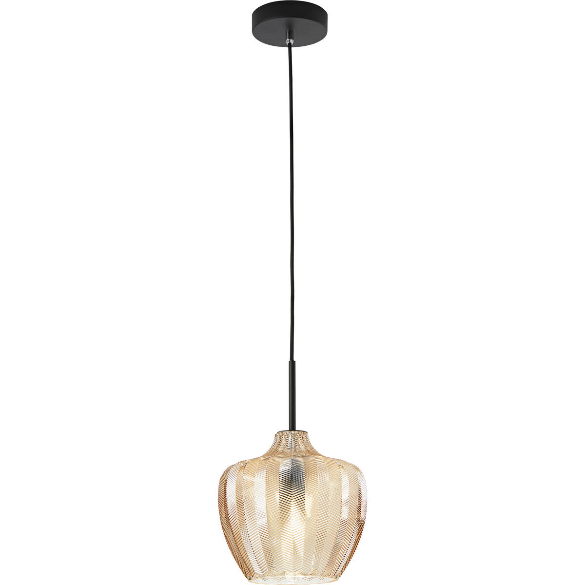 PENDELLEUCHTE Gallura 25/200 cm   - Schwarz, Design, Glas/Metall (25/200cm) - Fabas Luce