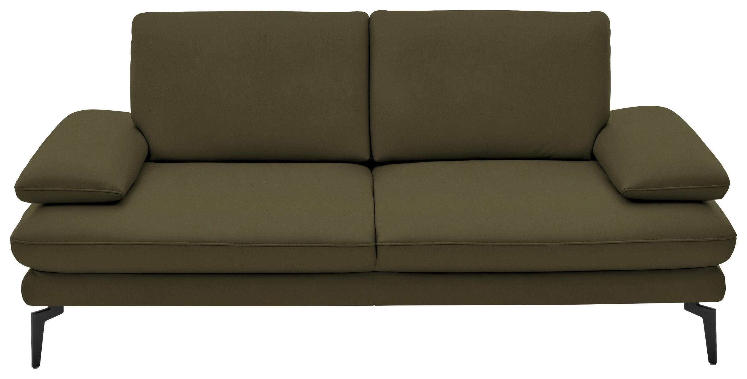 2,5-SITZER in Echtleder Olivgrün  - Schwarz/Olivgrün, Design, Leder/Metall (196/86/104cm) - Dieter Knoll