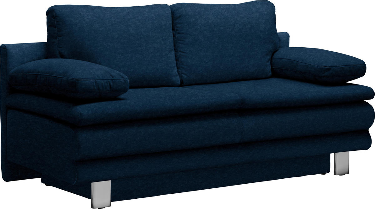 SCHLAFSOFA in Dunkelblau  - Chromfarben/Dunkelblau, Design, Textil/Metall (194/96/86cm) - Novel