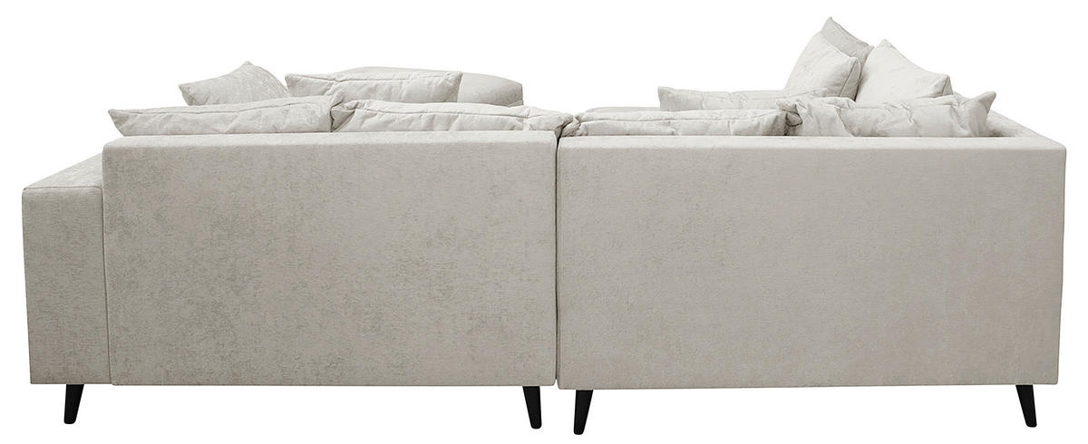 Ecksofa inkl. Hocker in Flachgewebe Hellgrau  - Hellgrau/Schwarz, Design, Holz/Textil (174/247cm) - MID.YOU