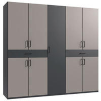 DREHTÜRENSCHRANK  in Graphitfarben, Sahara  - Schwarz/Graphitfarben, KONVENTIONELL, Holzwerkstoff/Kunststoff (225/208/58cm) - Carryhome