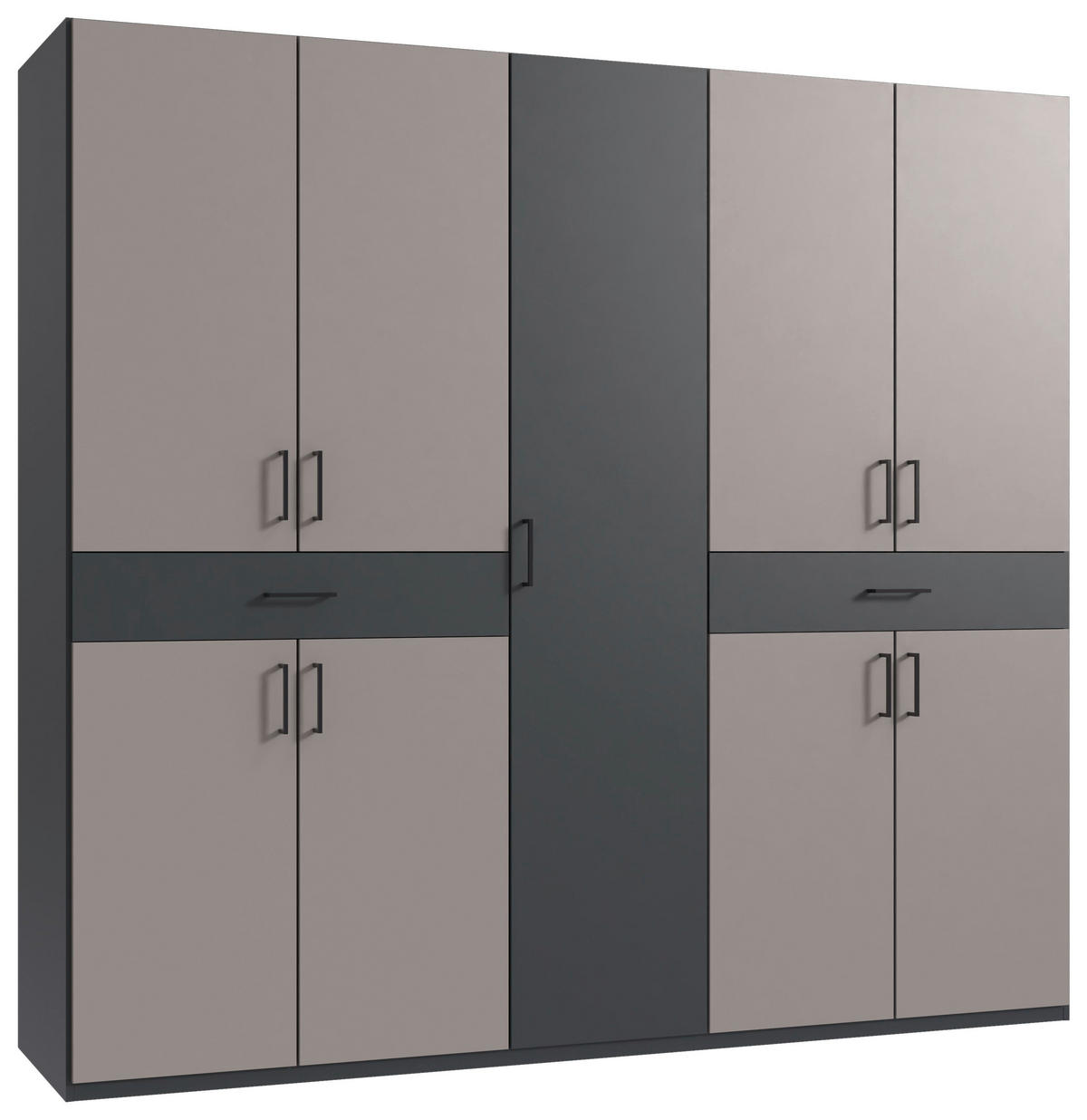 DREHTÜRENSCHRANK  in Graphitfarben, Sahara  - Schwarz/Graphitfarben, KONVENTIONELL, Holzwerkstoff/Kunststoff (225/208/58cm) - Carryhome