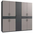 DREHTÜRENSCHRANK  in Graphitfarben, Sahara  - Schwarz/Graphitfarben, KONVENTIONELL, Holzwerkstoff/Kunststoff (225/208/58cm) - Carryhome