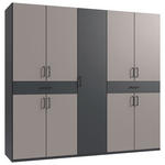DREHTÜRENSCHRANK  in Graphitfarben, Sahara  - Schwarz/Graphitfarben, KONVENTIONELL, Holzwerkstoff/Kunststoff (225/208/58cm) - Carryhome