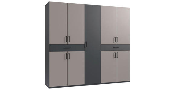 DREHTÜRENSCHRANK in Graphitfarben, Sahara - Schwarz/Graphitfarben, KONVENTIONELL, Holzwerkstoff/Kunststoff (225/208/58cm) - Carryhome