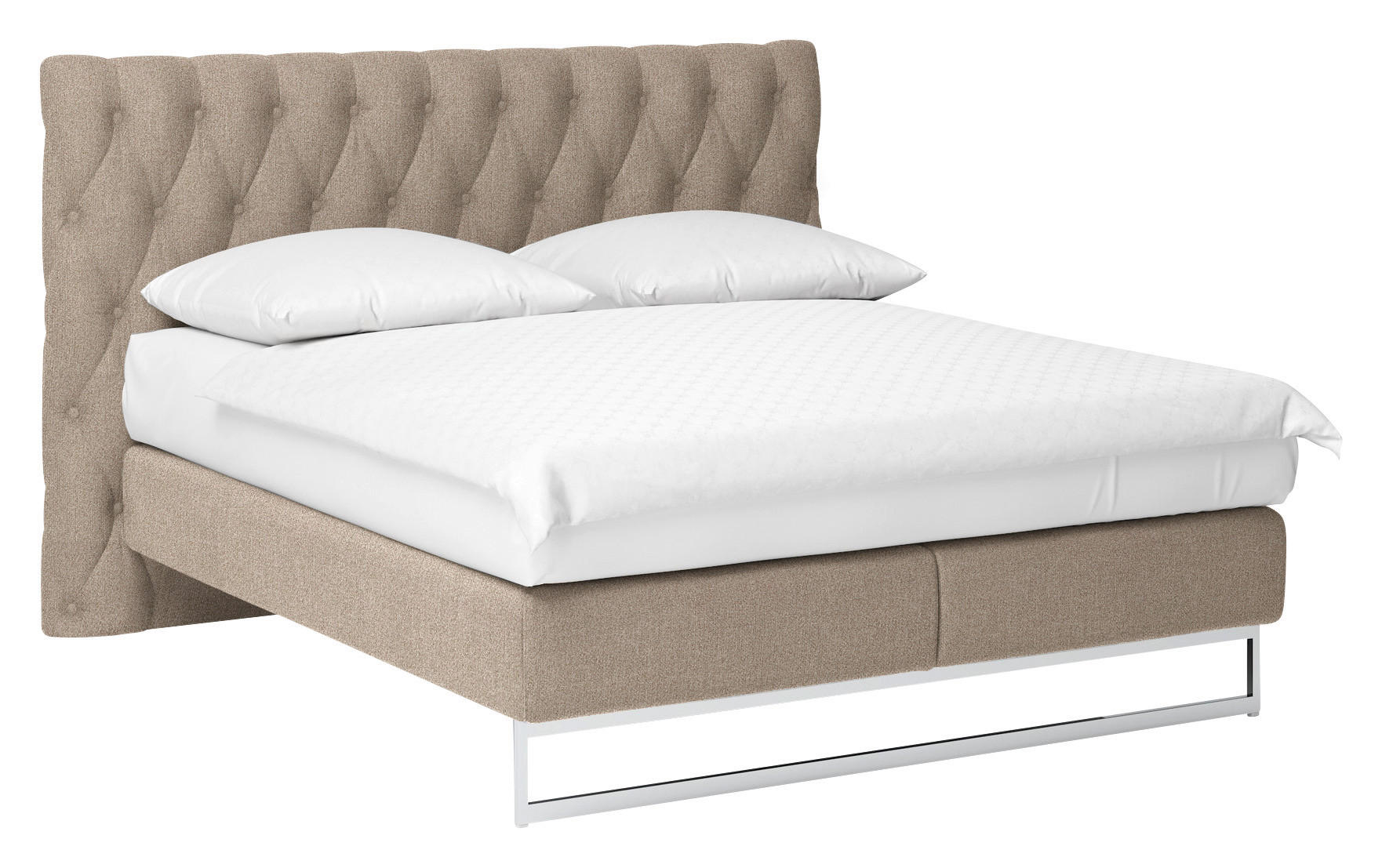 BOXSPRINGBETT 160/200 cm  in Hellbraun  - Chromfarben/Hellbraun, KONVENTIONELL, Textil/Metall (160/200cm) - Joop!