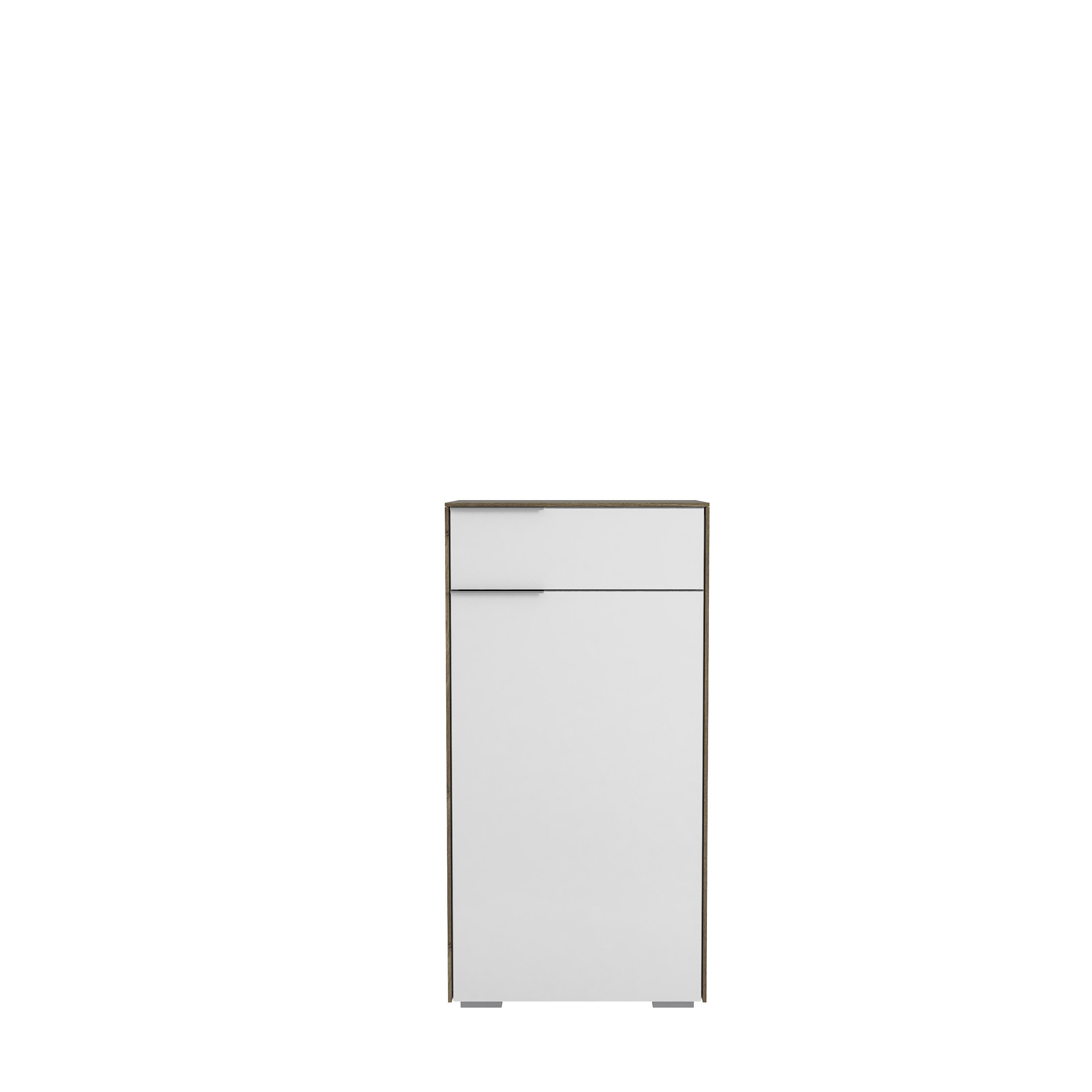 SCHUHSCHRANK Weiß, Walnussfarben  - Chromfarben/Walnussfarben, Design, Glas/Holzwerkstoff (55,8/110,2/37,3cm) - Voleo