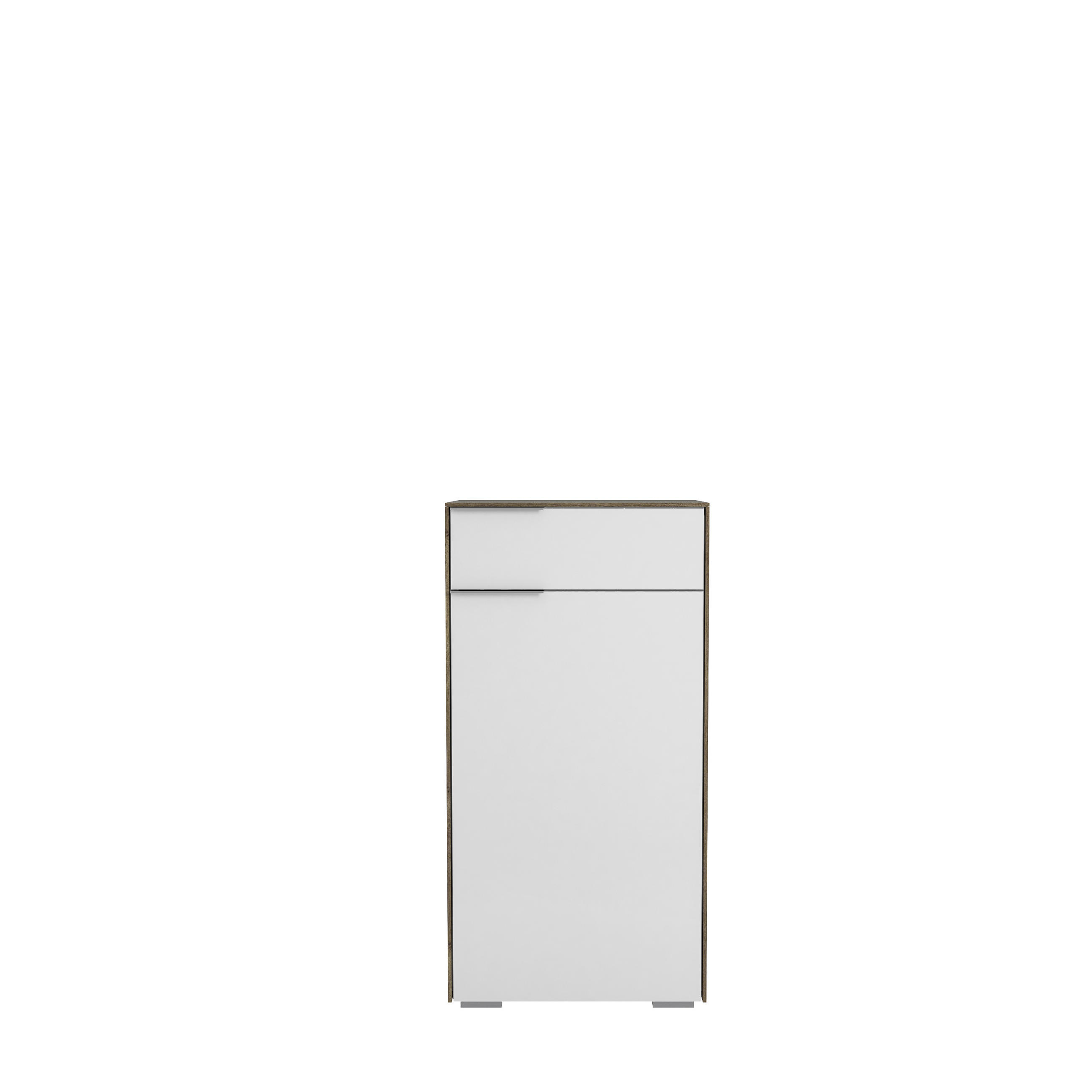 SCHUHSCHRANK Weiß, Walnussfarben - Chromfarben/Walnussfarben, Design, Glas/Holzwerkstoff (55,8/110,2/37,3cm) - Voleo