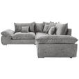 ECKSOFA in Velours Grau  - Chromfarben/Grau, KONVENTIONELL, Kunststoff/Textil (247/247cm) - Carryhome