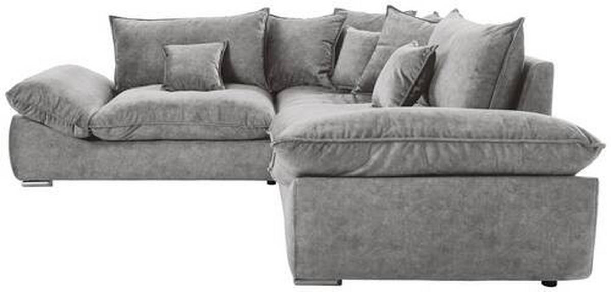 ECKSOFA in Velours Grau  - Chromfarben/Grau, Konventionell, Kunststoff/Textil (247/247cm) - Carryhome