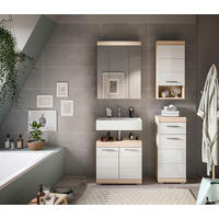 BADEZIMMER 4-teilig  in 97 cm  - Weiss Hochglanz/Silberfarben, Modern, Glas/Holzwerkstoff (97cm) - MID.YOU