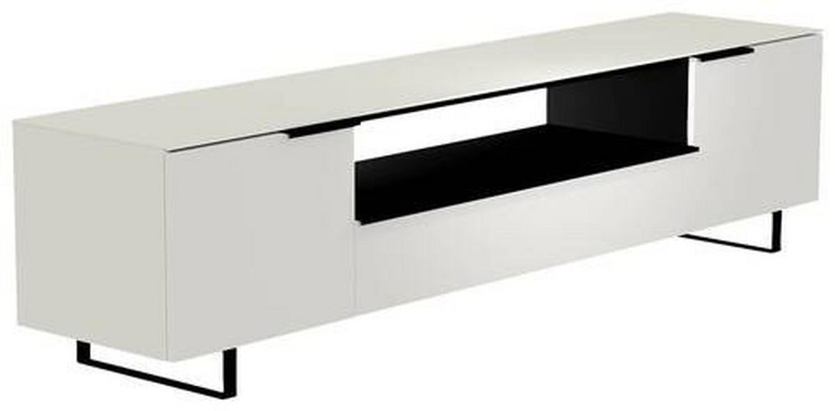 LOWBOARD Schwarz, Weiss  210/51/45 cm  - Weiss/Schwarz, Design, Glas/Holzwerkstoff (210/51/45cm) - Moderano