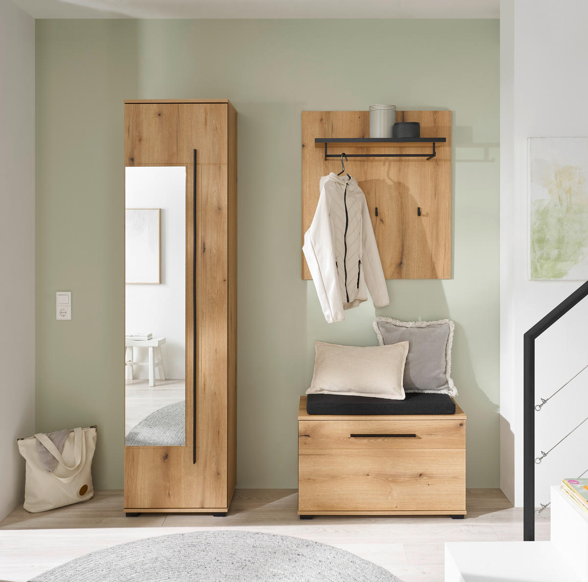 GARDEROBE 4-teilig  in 140/201/39 cm  - Eichefarben, MODERN, Holzwerkstoff (140/201/39cm) - MID.YOU