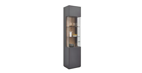 VITRINE Graphitfarben  46,9/205,5/37,1 cm  - Graphitfarben, Design, Glas/Holzwerkstoff (46,9/205,5/37,1cm) - Dieter Knoll