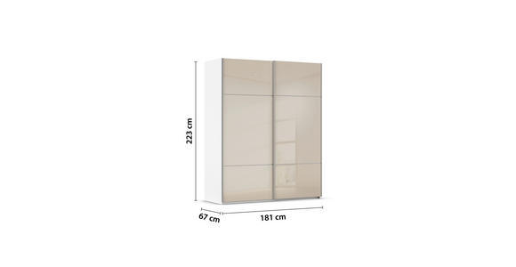 SCHWEBETÜRENSCHRANK 181/223/67 cm 2-türig Weiß, Champagner - Champagner/Alufarben, KONVENTIONELL, Glas/Holzwerkstoff (181/223/67cm) - Novel