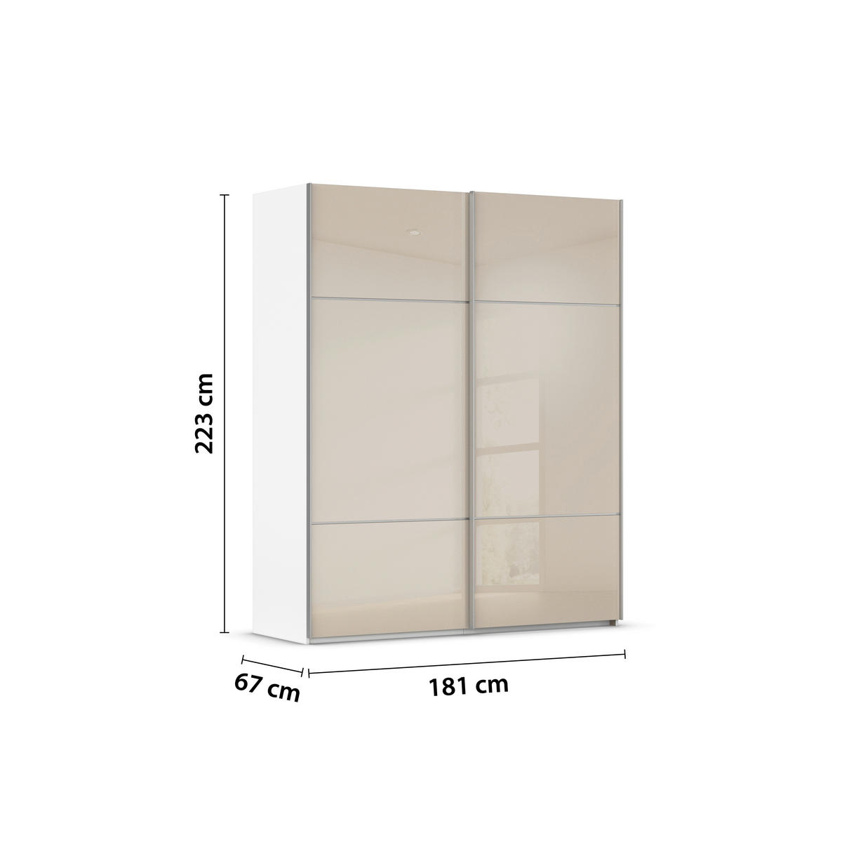 SCHWEBETÜRENSCHRANK in Weiss, Champagner  - Weiss/Champagner, Konventionell, Glas/Holzwerkstoff (181/223/67cm) - Novel