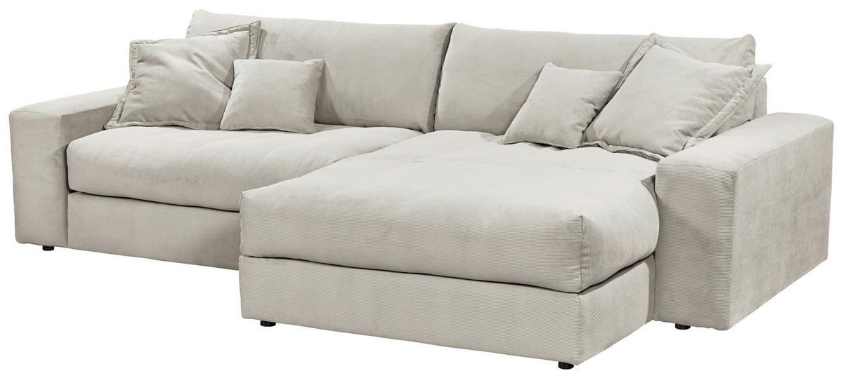 ECKSCHLAFSOFA  KAMIL Beige Cord  - Beige/Schwarz, MODERN, Kunststoff/Textil (180/297cm) - Livetastic