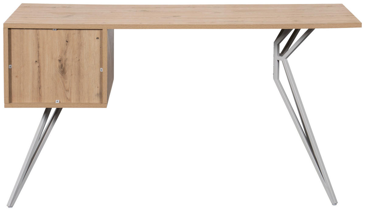 SCHREIBTISCH 140/60/75 cm Schwarz, Eiche Artisan  - Schwarz/Eiche Artisan, Design, Holzwerkstoff/Metall (140/60/75cm) - Novel