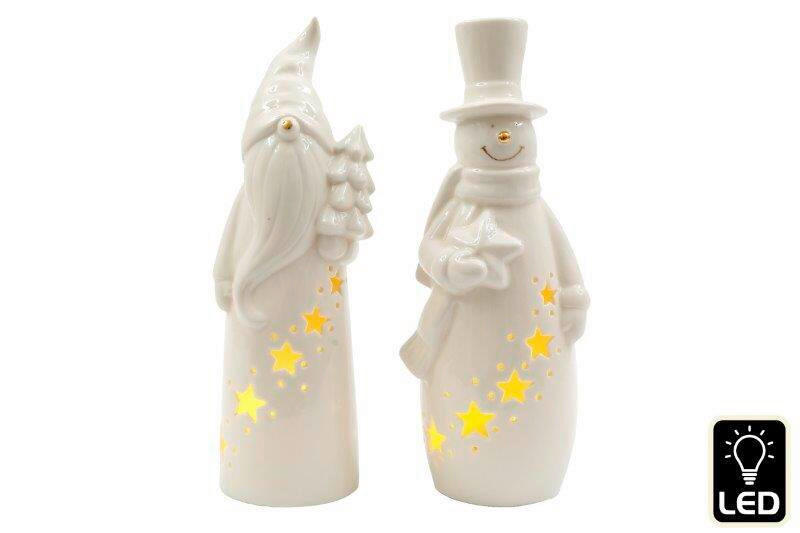 LED VIANOČNÁ FIGÚRKA - biela s vysokým leskom, Basics, keramika (9,7/24/8,3cm)