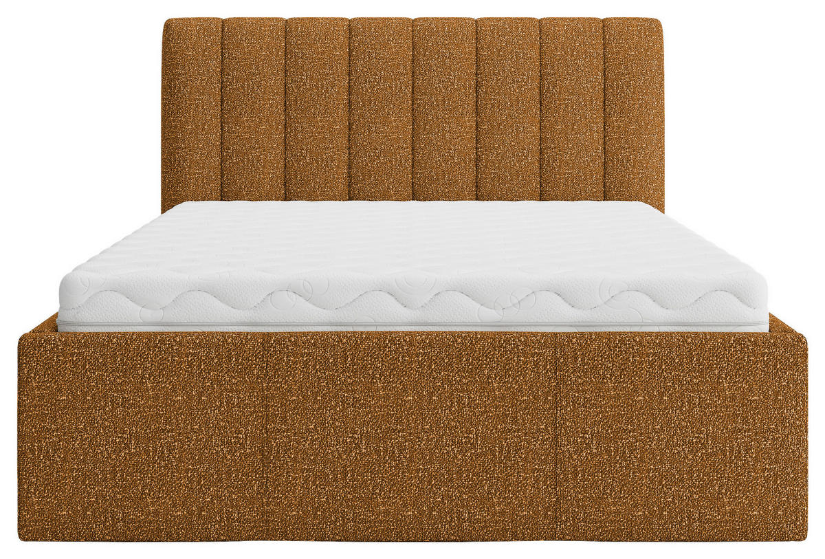 POLSTERBETT Matratze, Lattenrost, Bettkasten 180/200 cm  in Rostfarben  - Rostfarben, Trend, Holz/Textil (180/200cm) - Boxxx