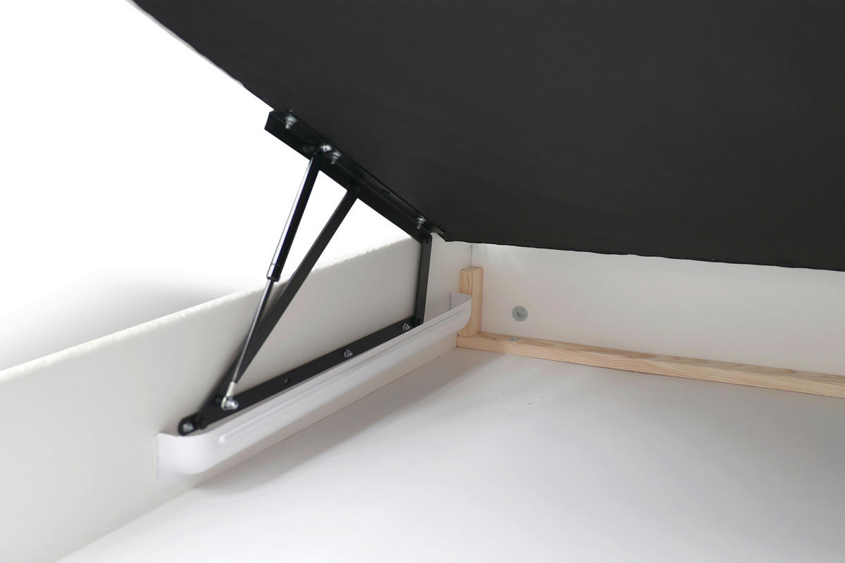 BOXBETT 180/200 cm,  in Hellgrau, Matratze, Lattenrost, Bettkasten, H2 = mittel  - Hellgrau/Schwarz, Design, Holz/Holzwerkstoff (180/200cm) - home24