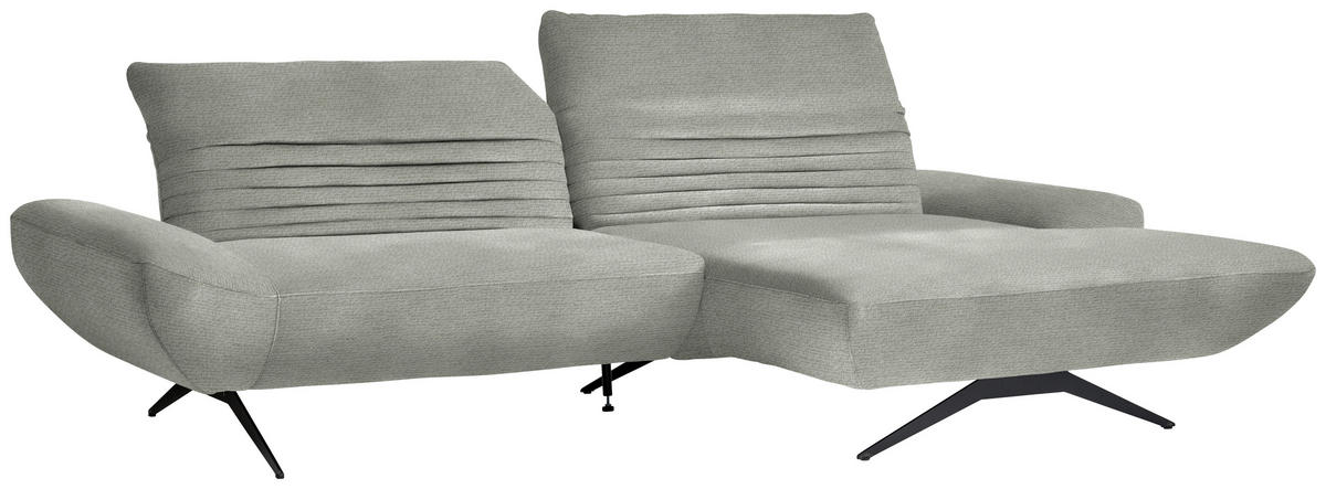 ECKSOFA in Chenille Hellgrau  - Hellgrau/Schwarz, Design, Textil/Metall (280/170-195cm) - Dieter Knoll