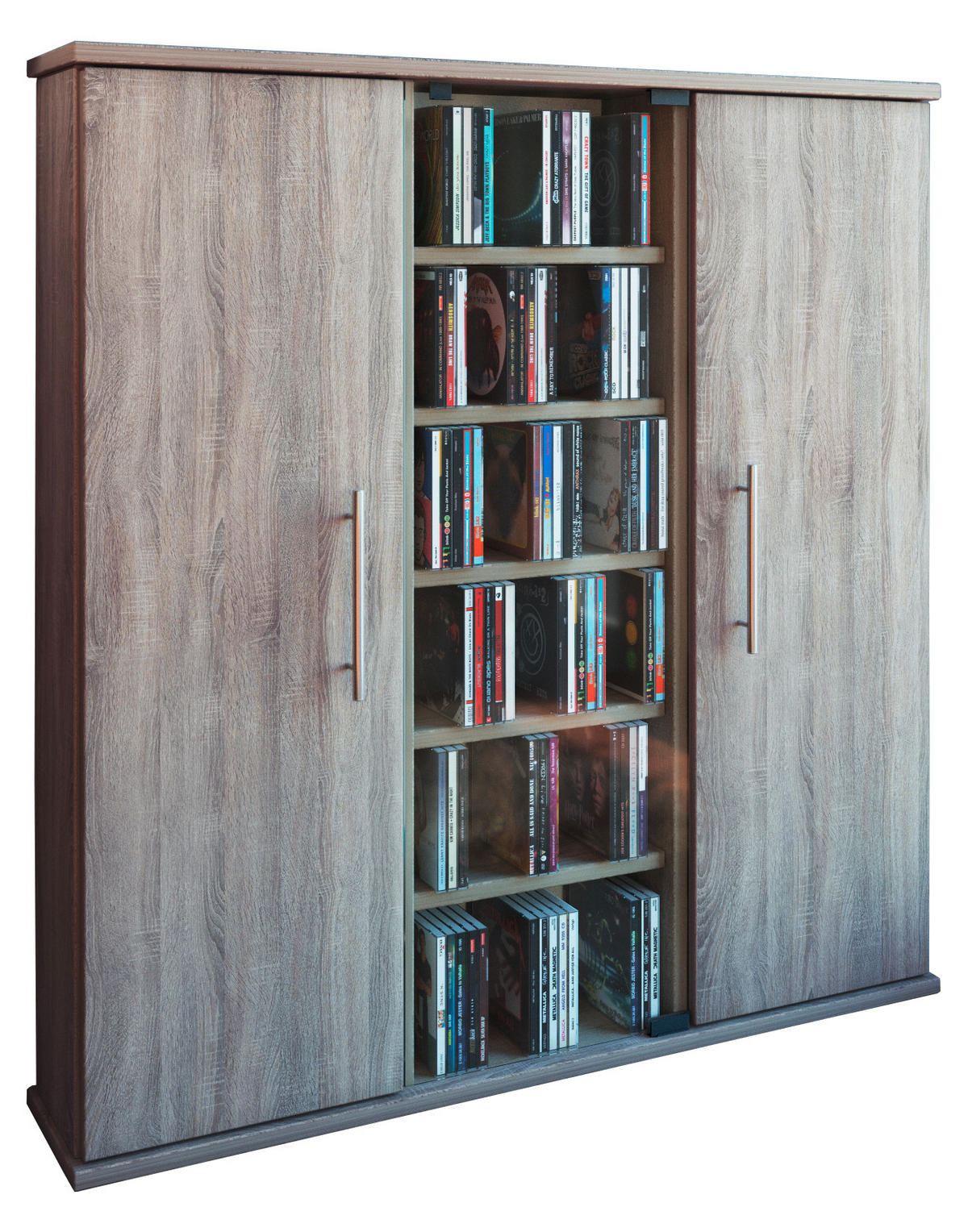 CD-Regal in Eichefarbe - Eichefarben, Konventionell, Glas/Holzwerkstoff (86/91,5/18cm) - MID.YOU