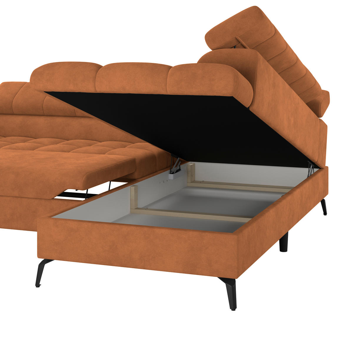 ECKSOFA in Rostfarben  - Rostfarben/Schwarz, Trend, Kunststoff/Textil (261/203cm) - Livetastic