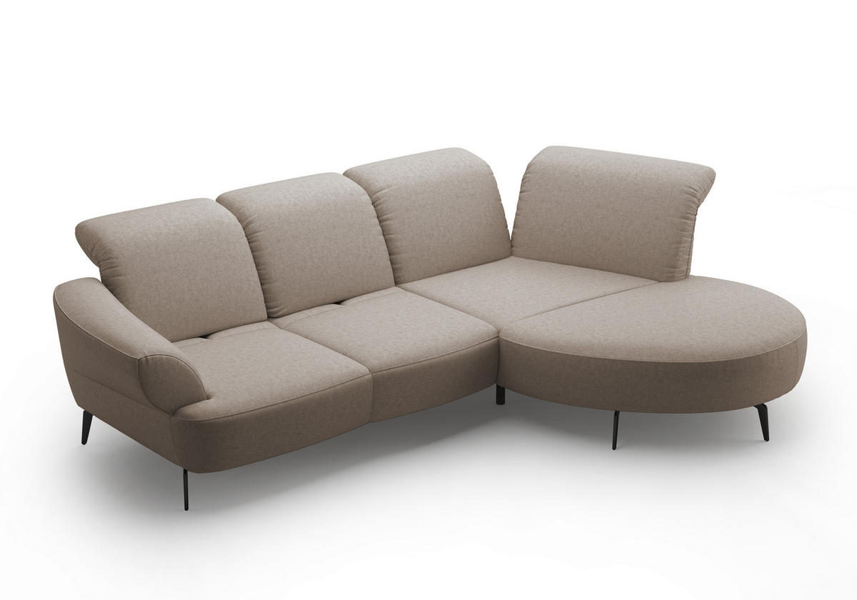 ECKSOFA DANCE E Taupe Flachgewebe  - Taupe/Schwarz, MODERN, Textil/Metall (313/208cm) - Sit & More