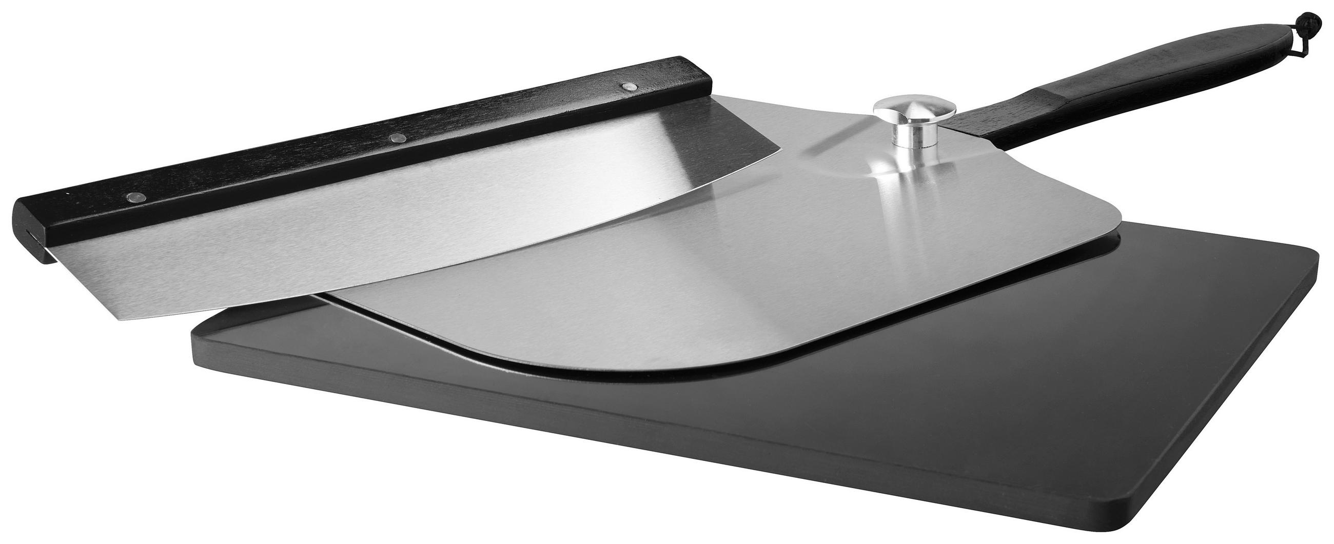 PIZZASET  - Schwarz/Alufarben, Trend, Stein/Metall (36/42/5cm)