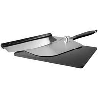 PIZZASET    - Schwarz/Alufarben, Trend, Stein/Metall (36/42/5cm)