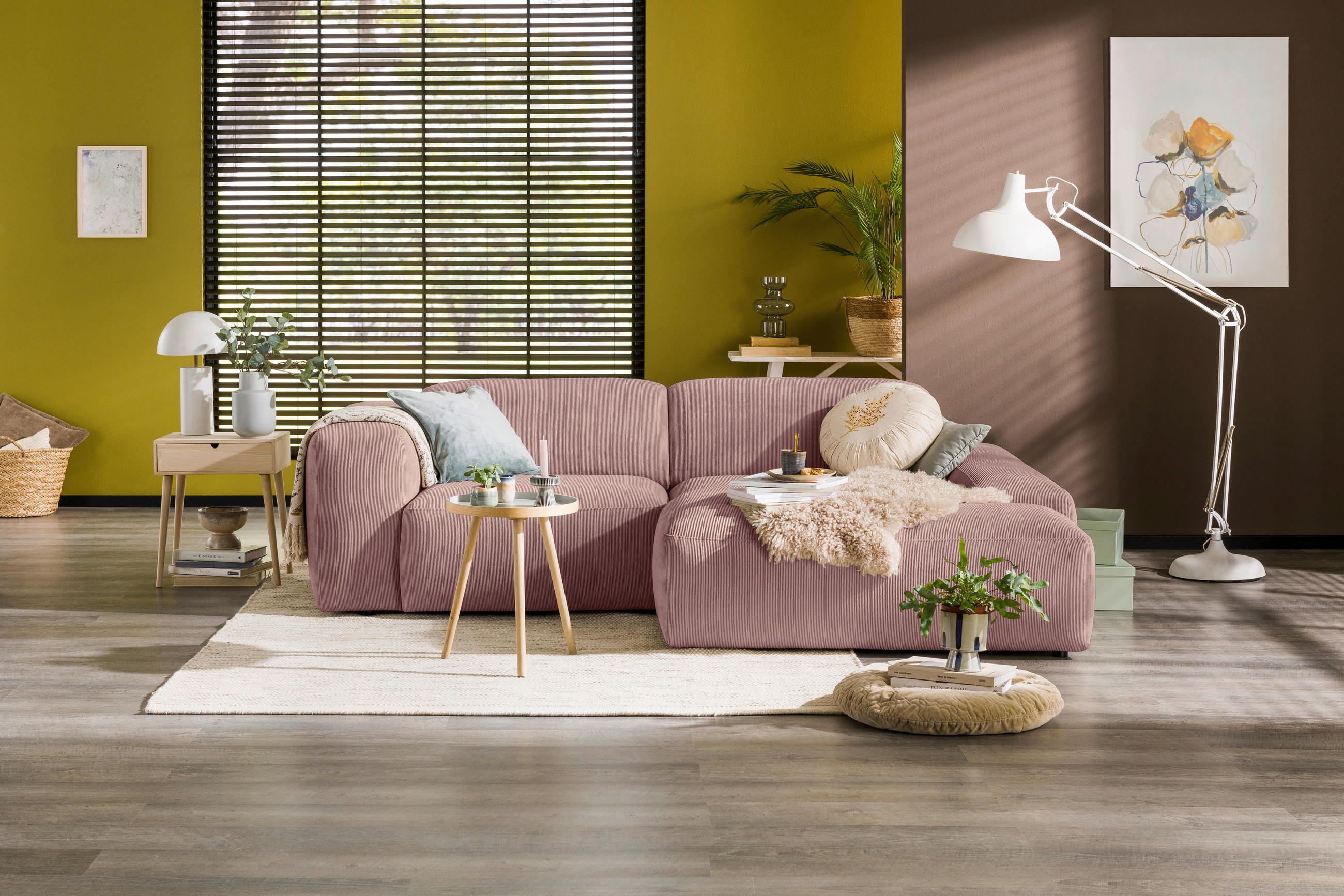 HÖRNSOFFA i manchester rosa  - svart/rosa, Design, textil/plast (252/170cm) - MID.YOU