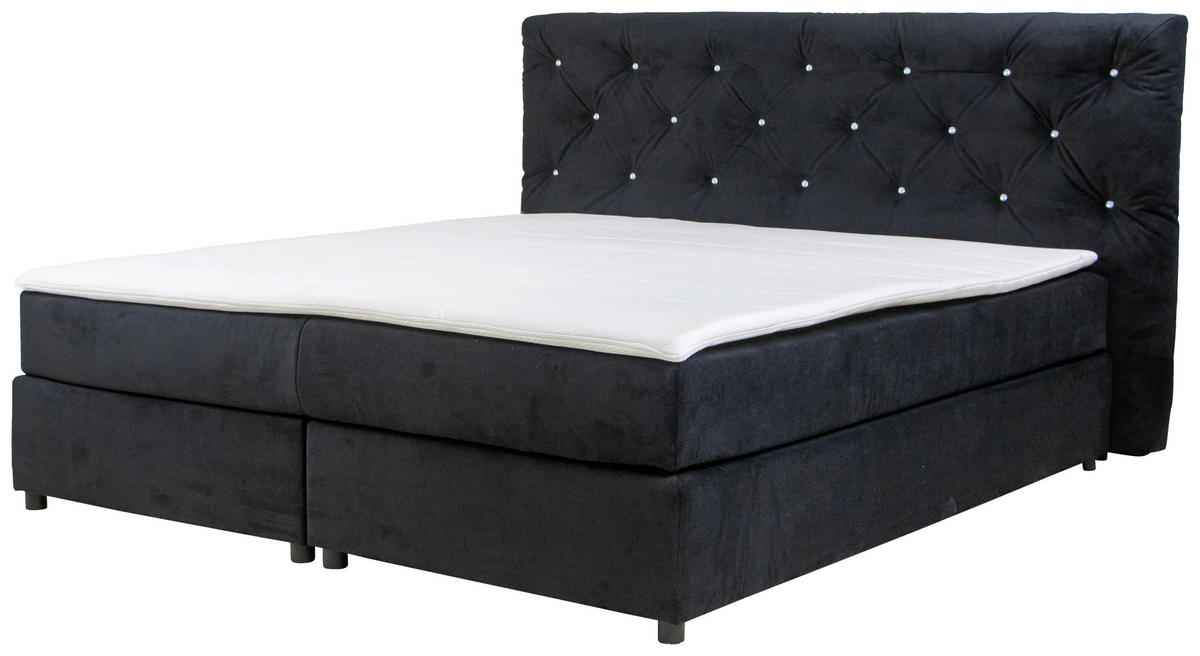 BOXSPRINGBETT 160/200 cm  in Schwarz  - Schwarz, Holzwerkstoff/Textil (160/200cm) - MID.YOU