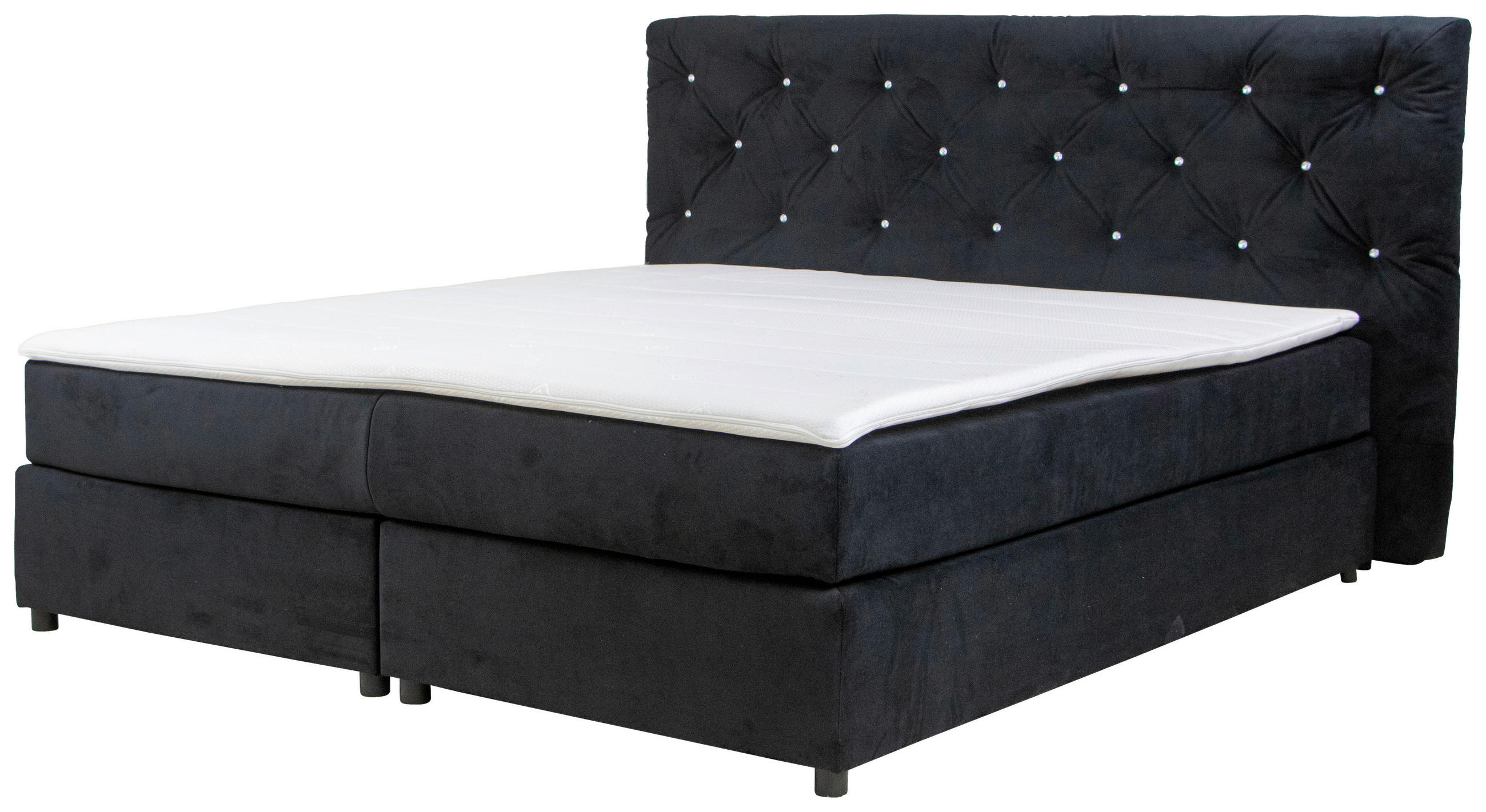 Thumbnail - Mid.you Boxspringbett, Schwarz, Textil, H3, Höhe ca. 20 cm, 180x200 cm, Fsc, Matratze, gepolstertes Kopfteil, Stoffauswa...