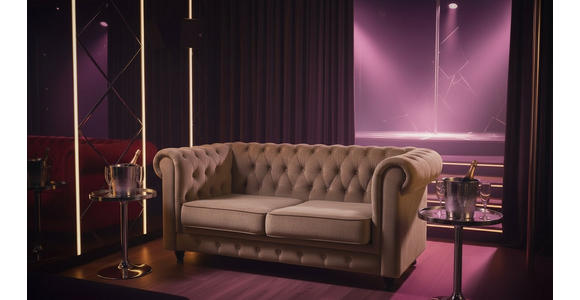 CHESTERFIELD-SOFA Samt Schwarz, Taupe  - Taupe/Schwarz, Trend, Holz/Textil (165/73/87cm) - Xora