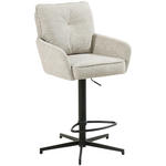BARHOCKER Leinenoptik Schwarz, Beige Eisen Sitzfläche 360° drehbar, Stoffauswahl  - Taupe/Beige, Design, Textil/Metall (58/103-123/61cm) - Novel
